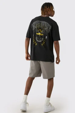 Tall Worldwide Eagle Back Print T-Shirt | BoohooMAN UK