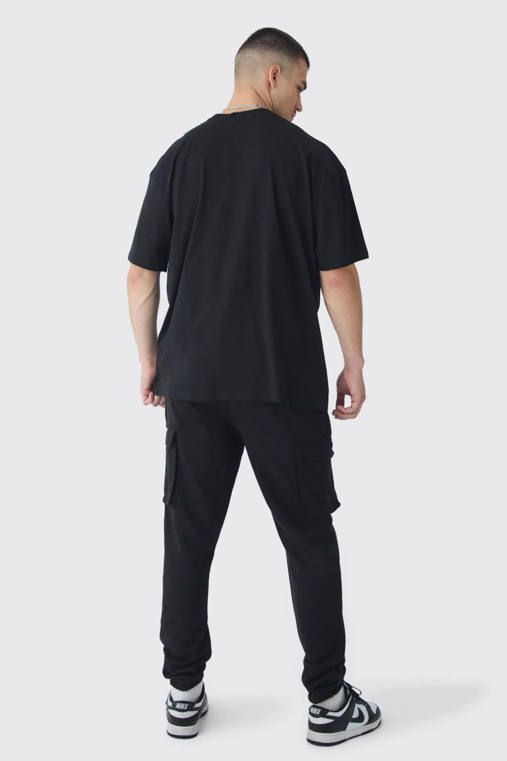 Tall Woven Tab Slim Fit Cargo Joggers | BoohooMAN UK