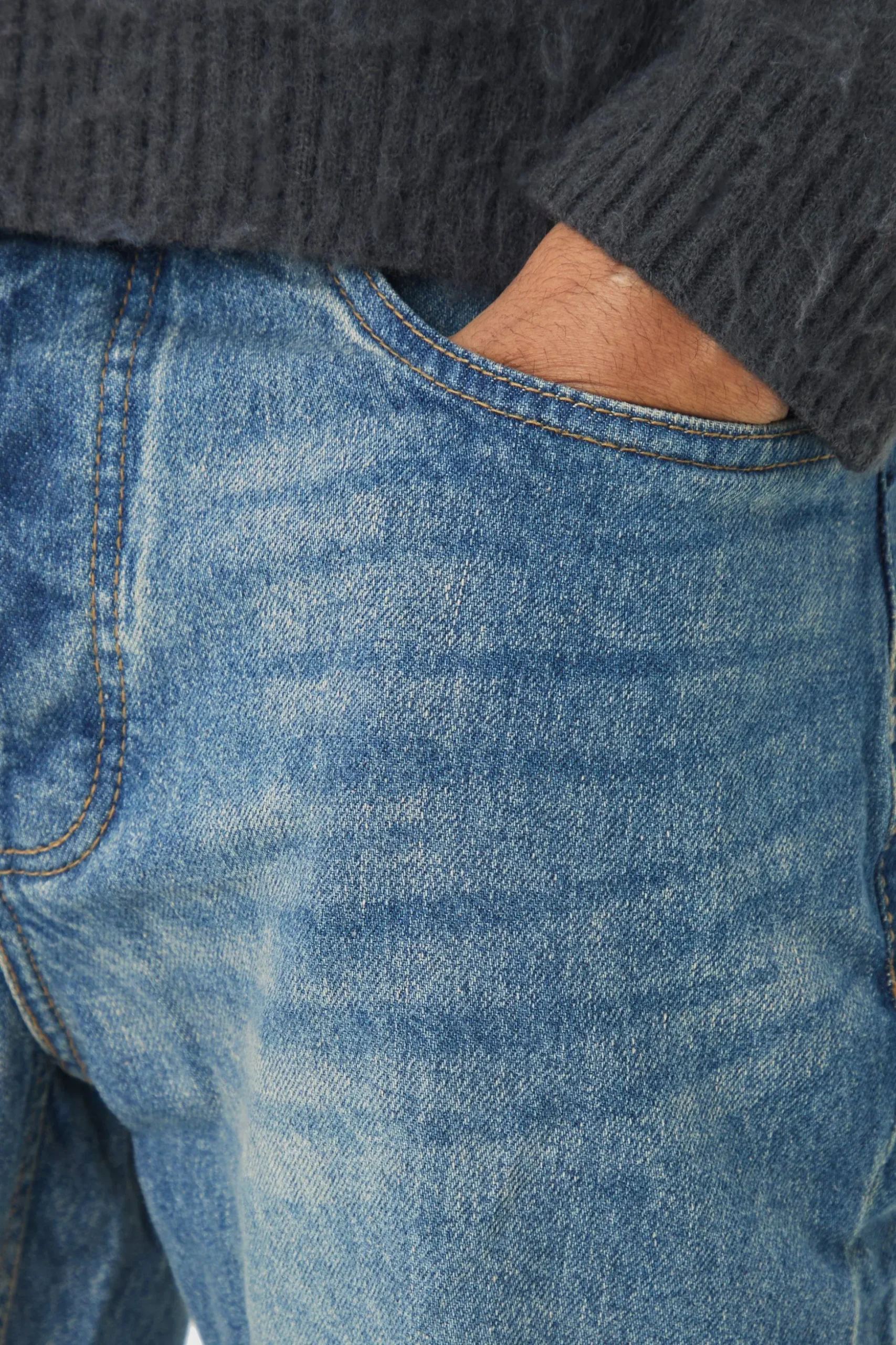 Tapered Rigid Jean In Vintage Blue | BoohooMAN UK