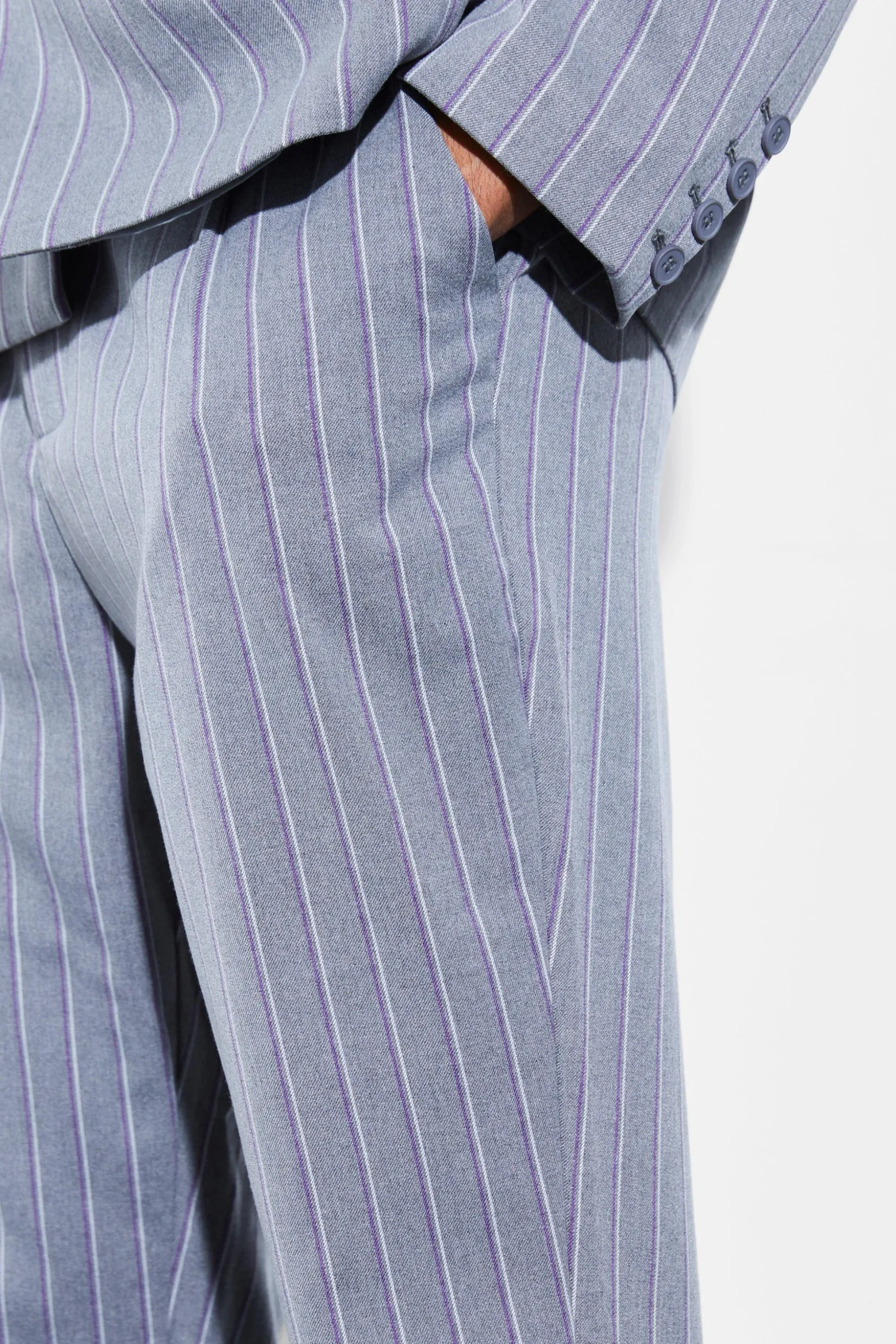 Tapered Stripe Suit Trousers | BoohooMAN UK