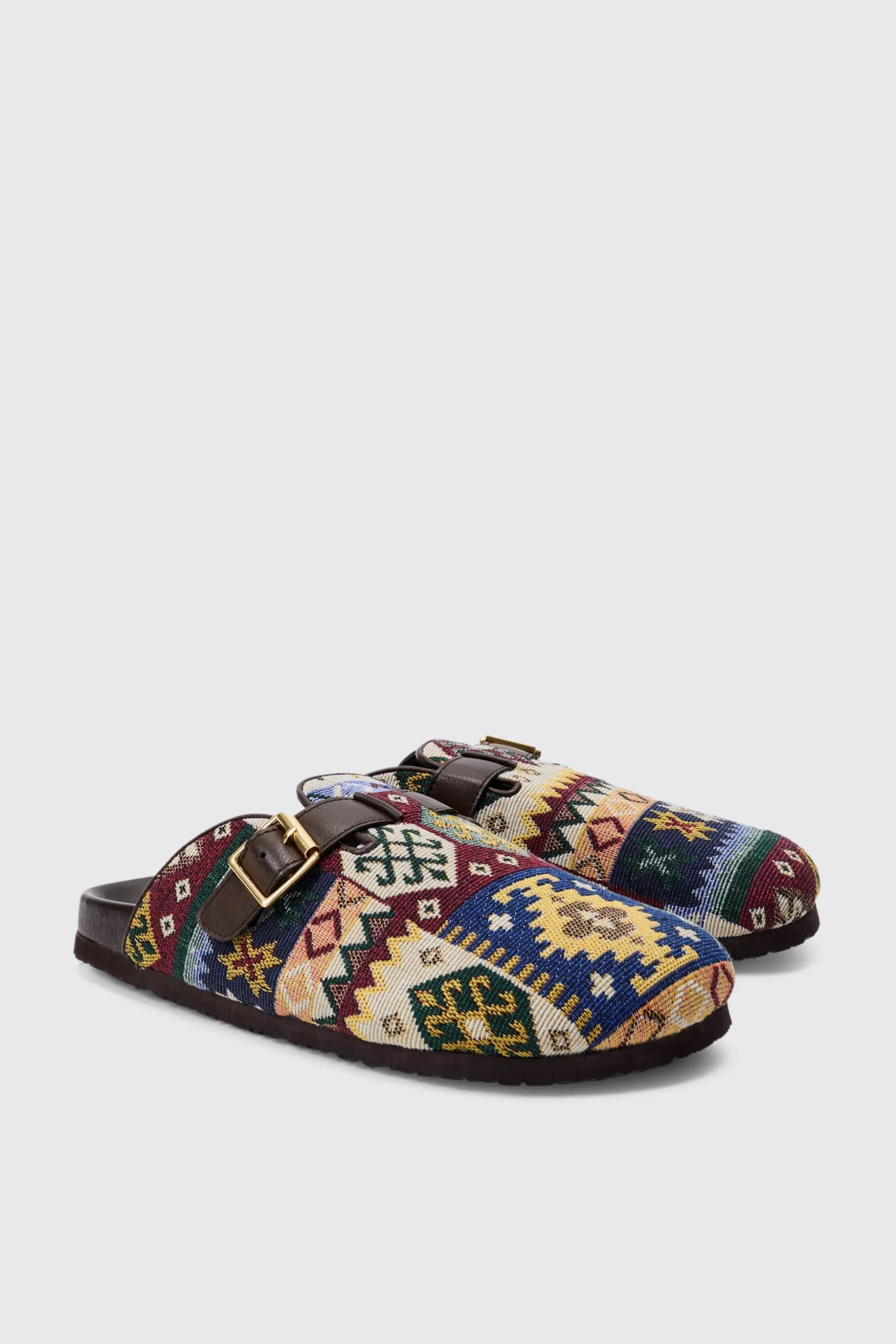Tapestry Buckle Detail Mule | BoohooMAN UK