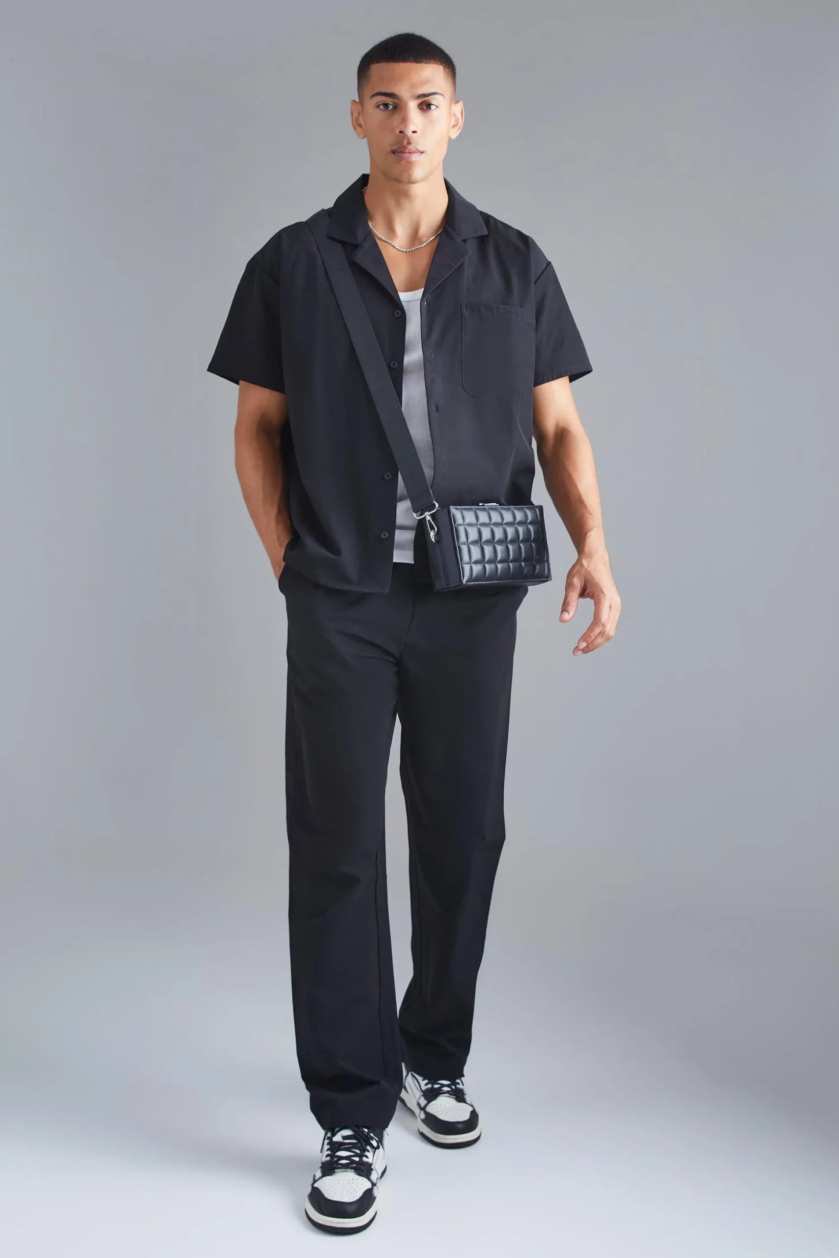 Technical Stretch Boxy Shirt & Trouser | BoohooMAN UK