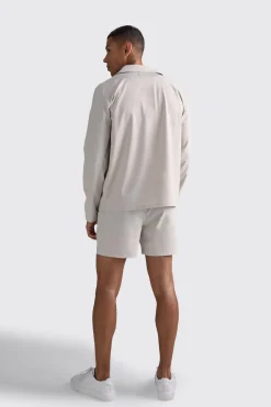 Technical Stretch Concealed Placket Smart Set | BoohooMAN UK