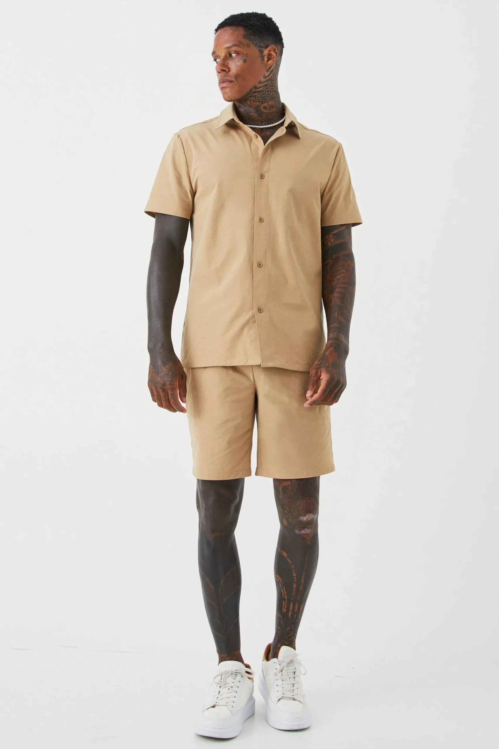 Technical Stretch Shirt & Short | BoohooMAN UK