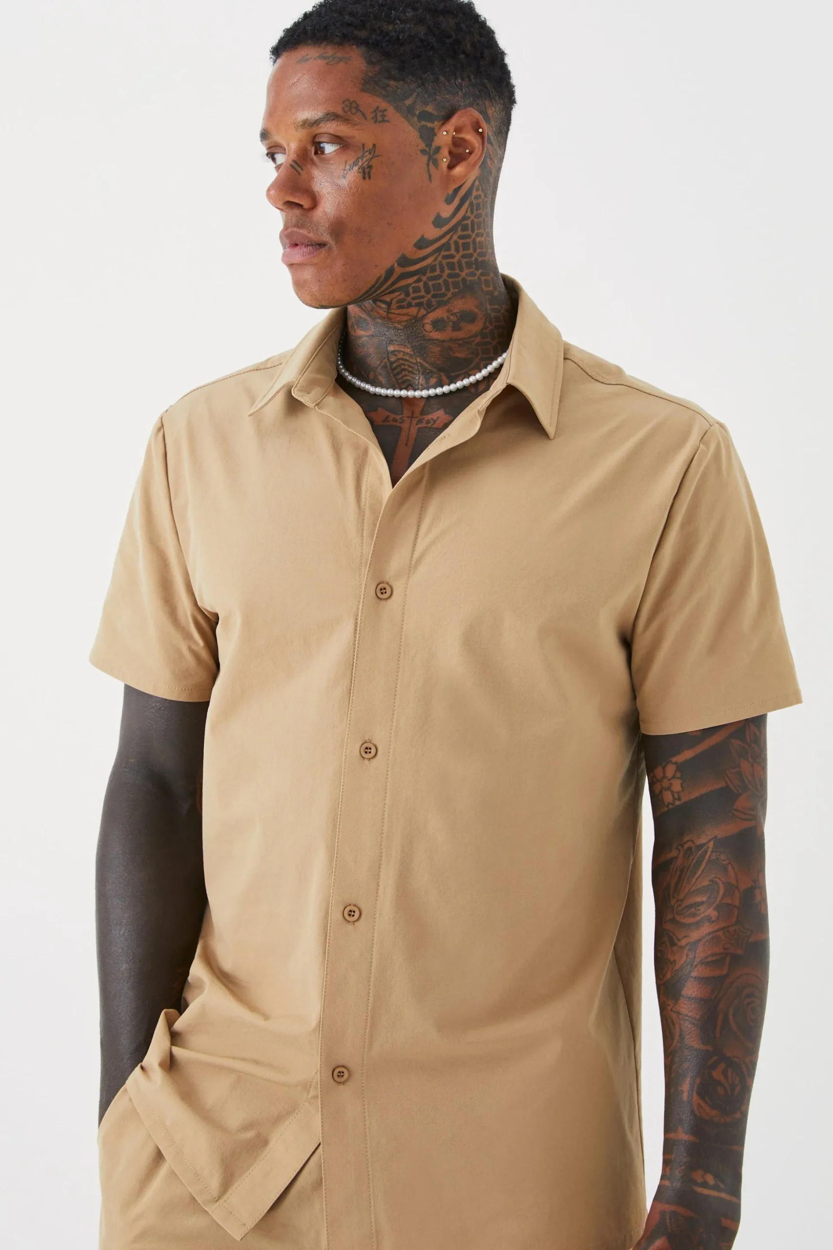 Technical Stretch Shirt & Short | BoohooMAN UK