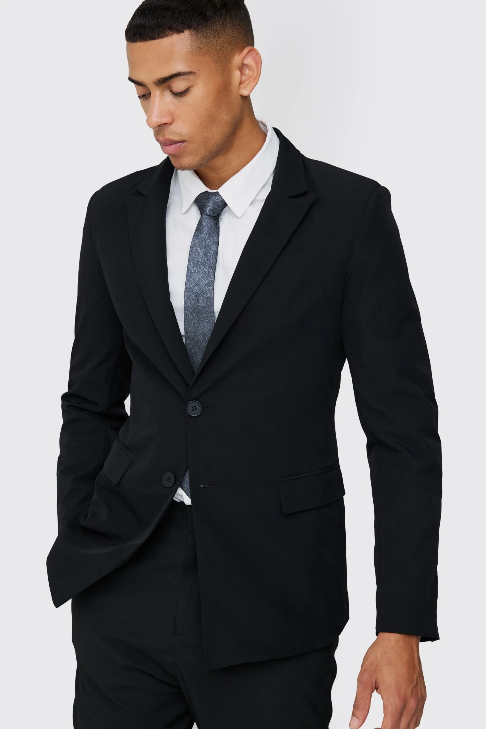 Technical Stretch Slim Fit Blazer | BoohooMAN UK