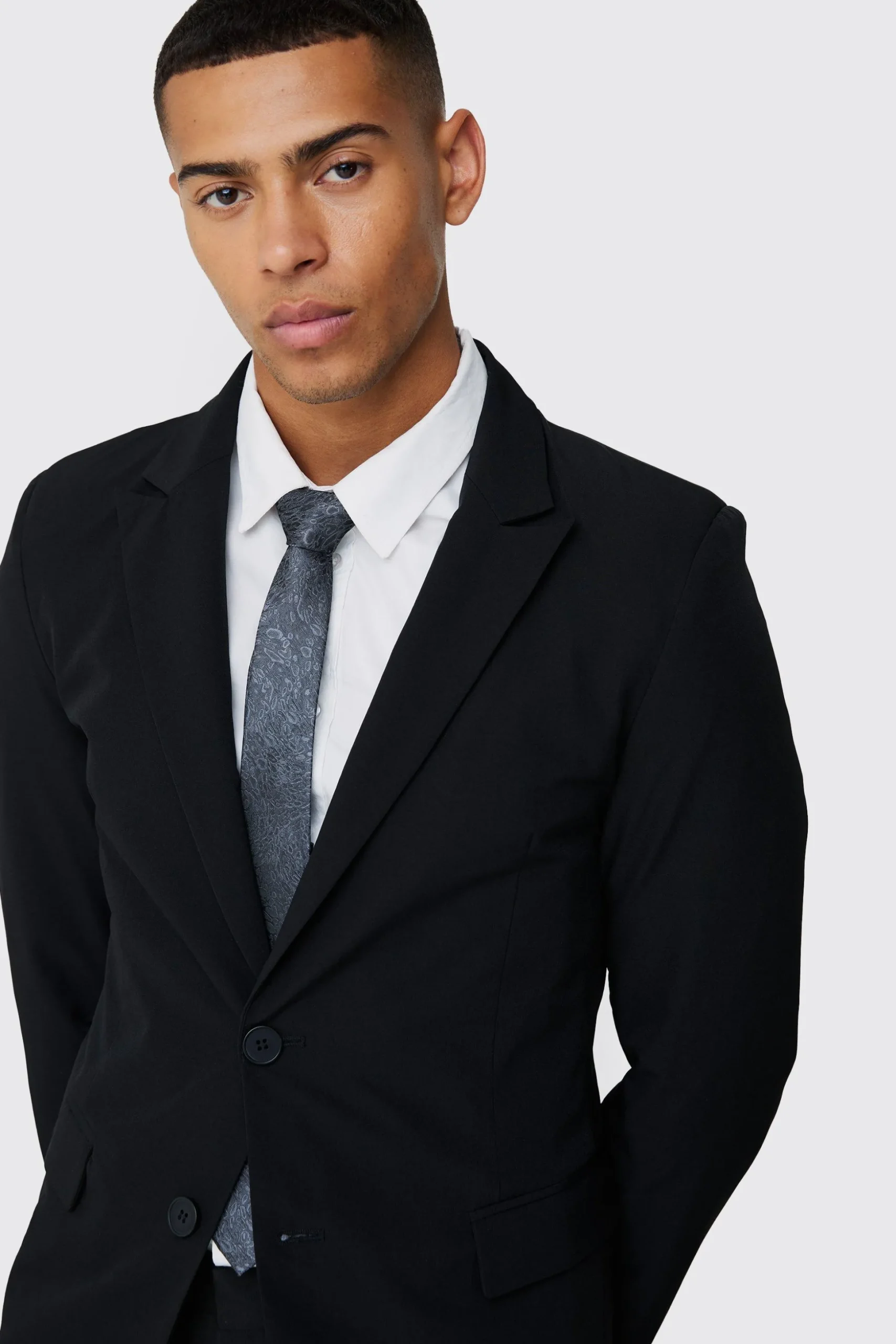 Technical Stretch Slim Fit Blazer | BoohooMAN UK