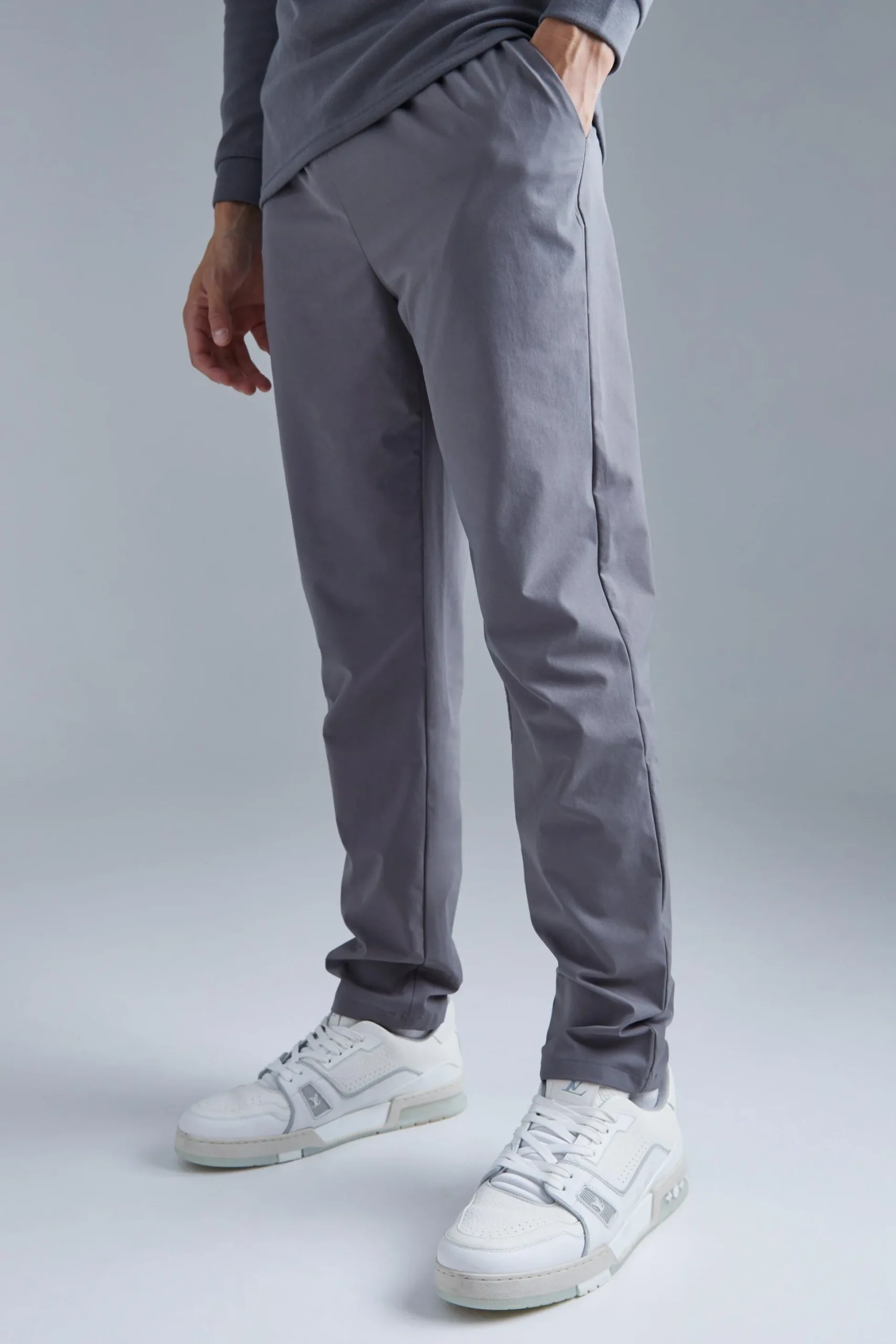 Technical Stretch Slim Trouser | BoohooMAN UK