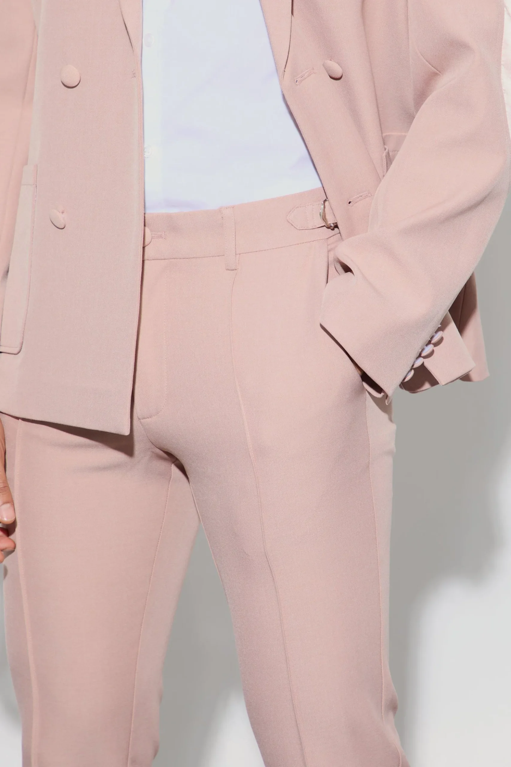 Textured Adjustable Waist Skinny Suit Trousers | BoohooMAN UK