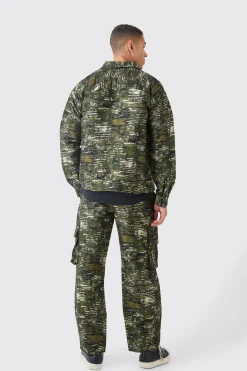 Textured Camo Patch Pocket Overshirt | BoohooMAN UK