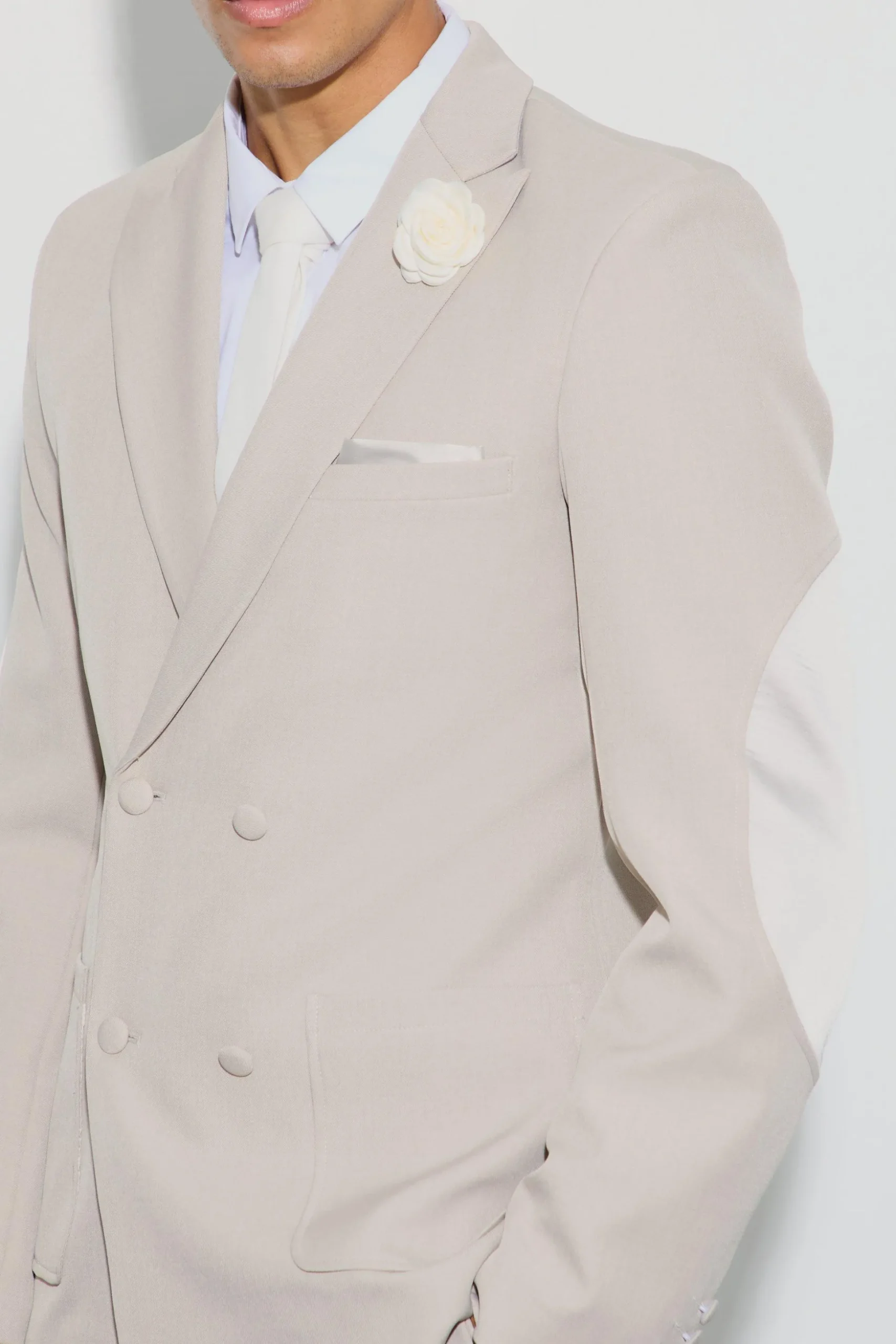 Textured Double Breasted Elbow Patch Blazer | BoohooMAN UK