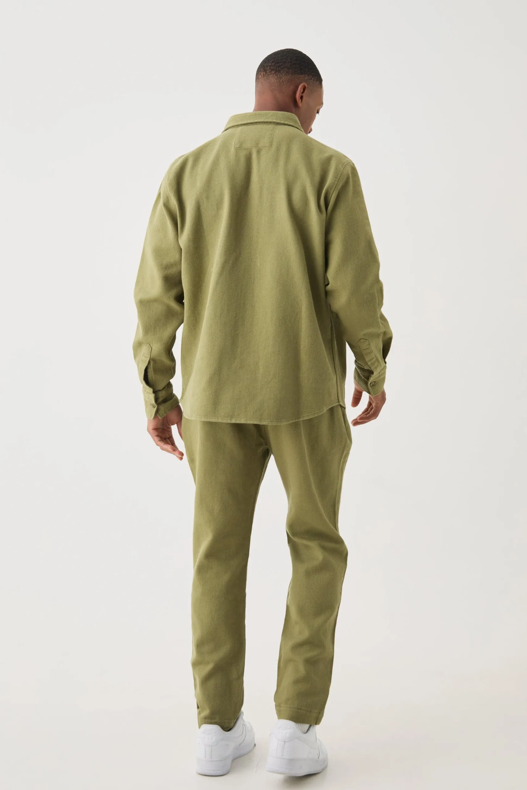 Textured Elasticated Waist Straight Fit Trousers | BoohooMAN UK
