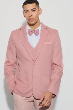 Textured Elbow Patch Slim Fit Blazer | BoohooMAN UK