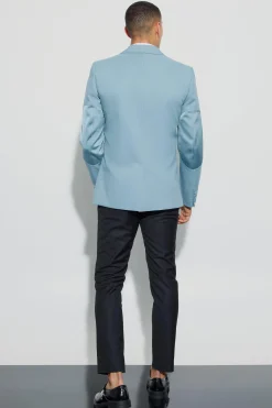 Textured Elbow Patch Slim Fit Blazer | BoohooMAN UK