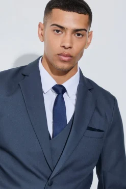Textured Elbow Patch Slim Fit Blazer & Waistcoat | BoohooMAN UK