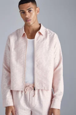 Textured Geo Boxy Zip Through Set | BoohooMAN UK