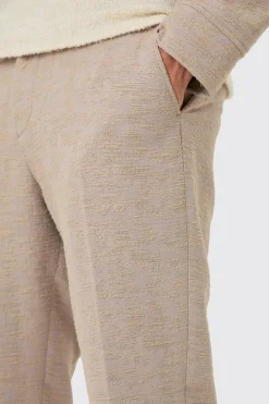 Textured Jacquard Fixed Waist Smart Tapered Trousers | BoohooMAN UK