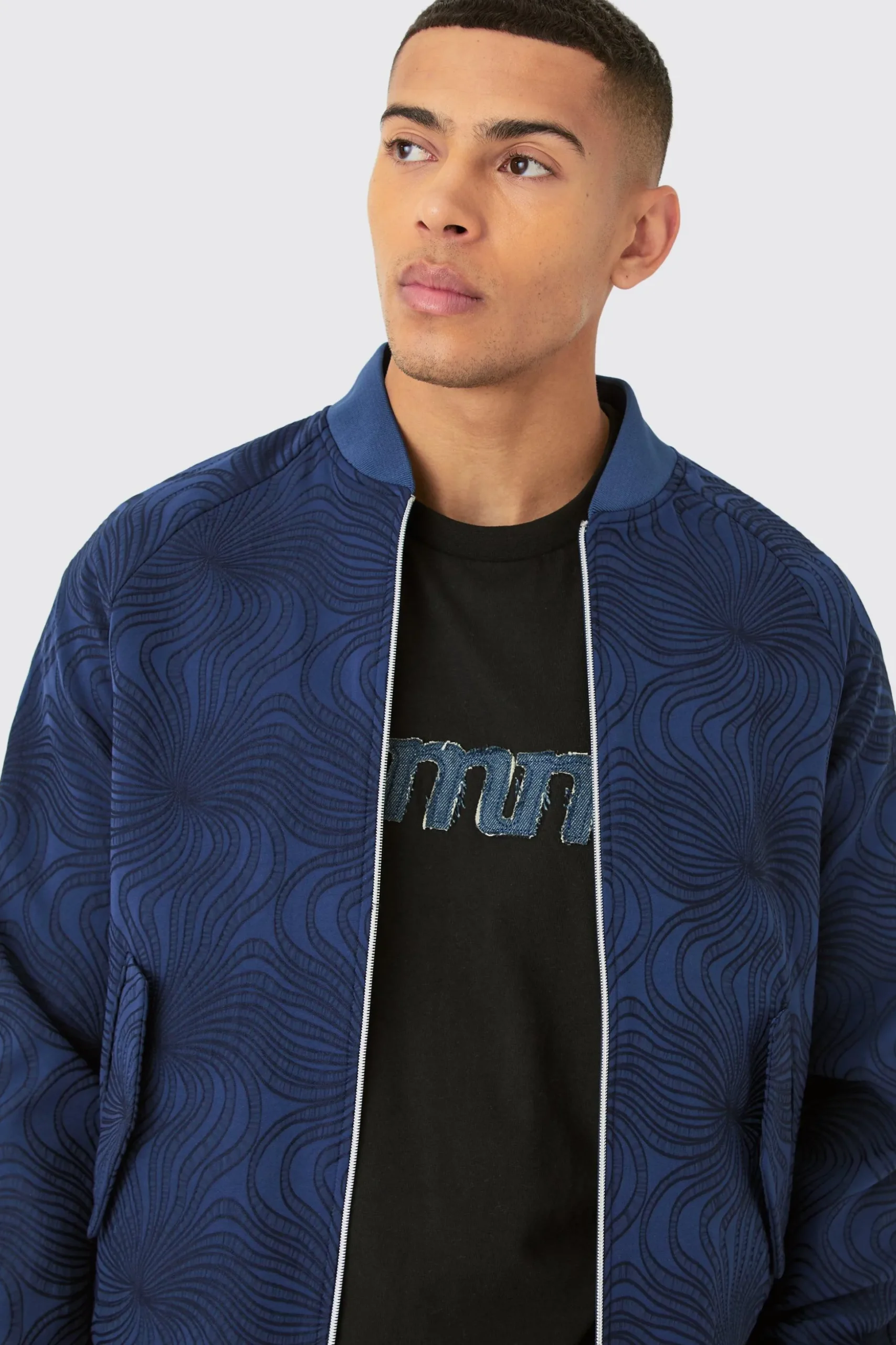 Textured Regular Fit Tailored Bomber Jacket | BoohooMAN UK