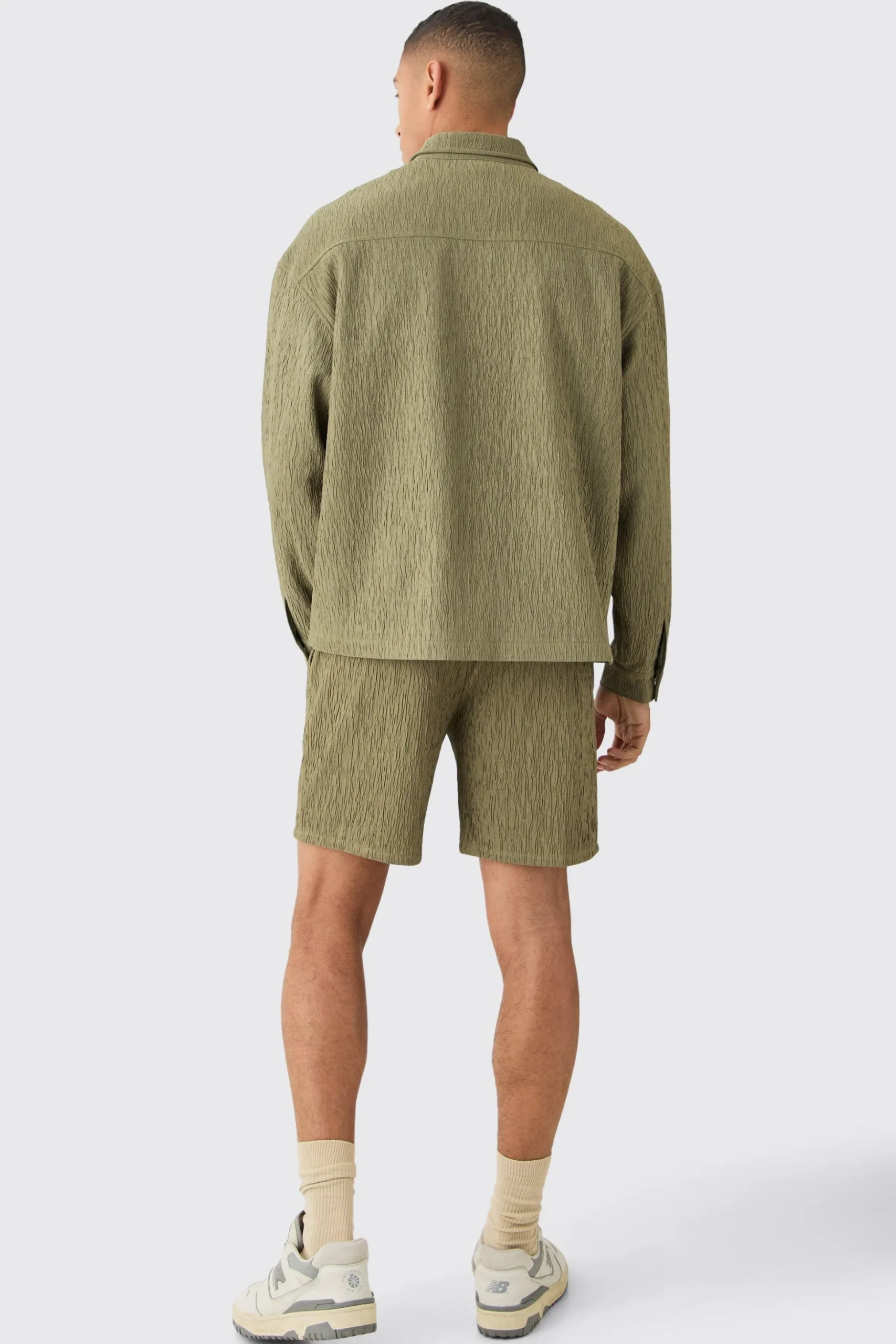 Textured Satin Oversized Fit Zip Up Harrington Suit | BoohooMAN UK