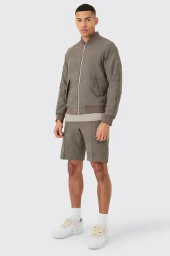 Textured Straight Fit Pintuck Tailored Shorts | BoohooMAN UK