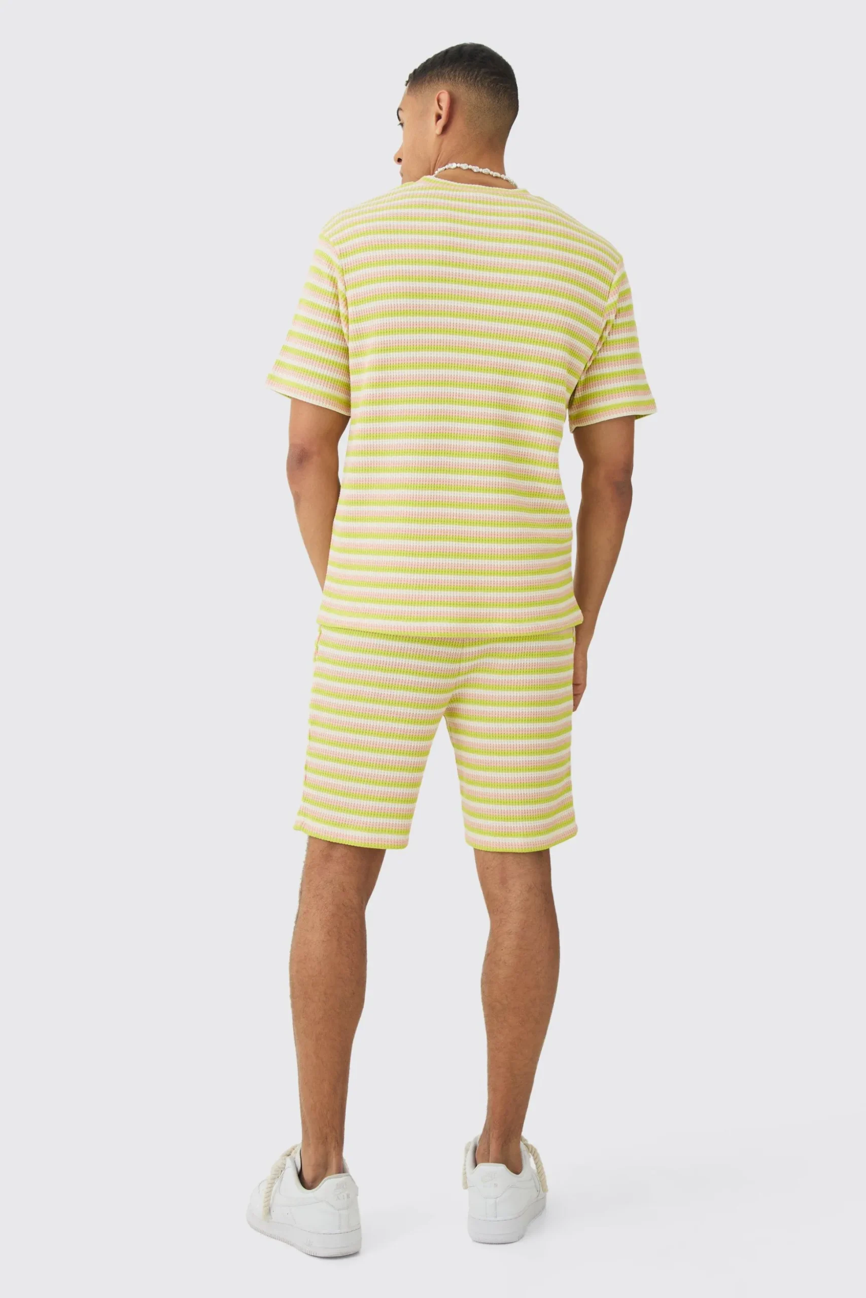 Textured Stripe T-shirt | BoohooMAN UK