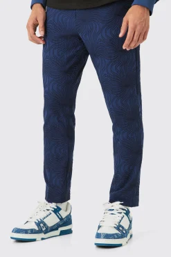 Textured Tailored Pintuck Tapered Trousers | BoohooMAN UK