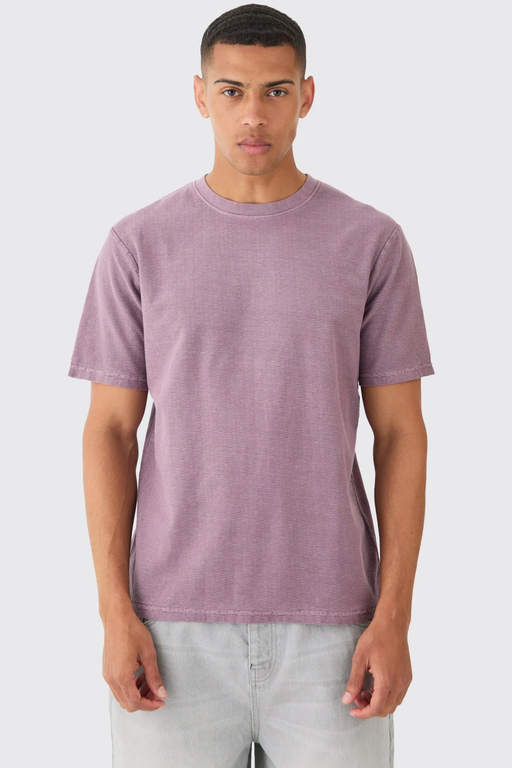 Textured Washed T-shirt | BoohooMAN UK