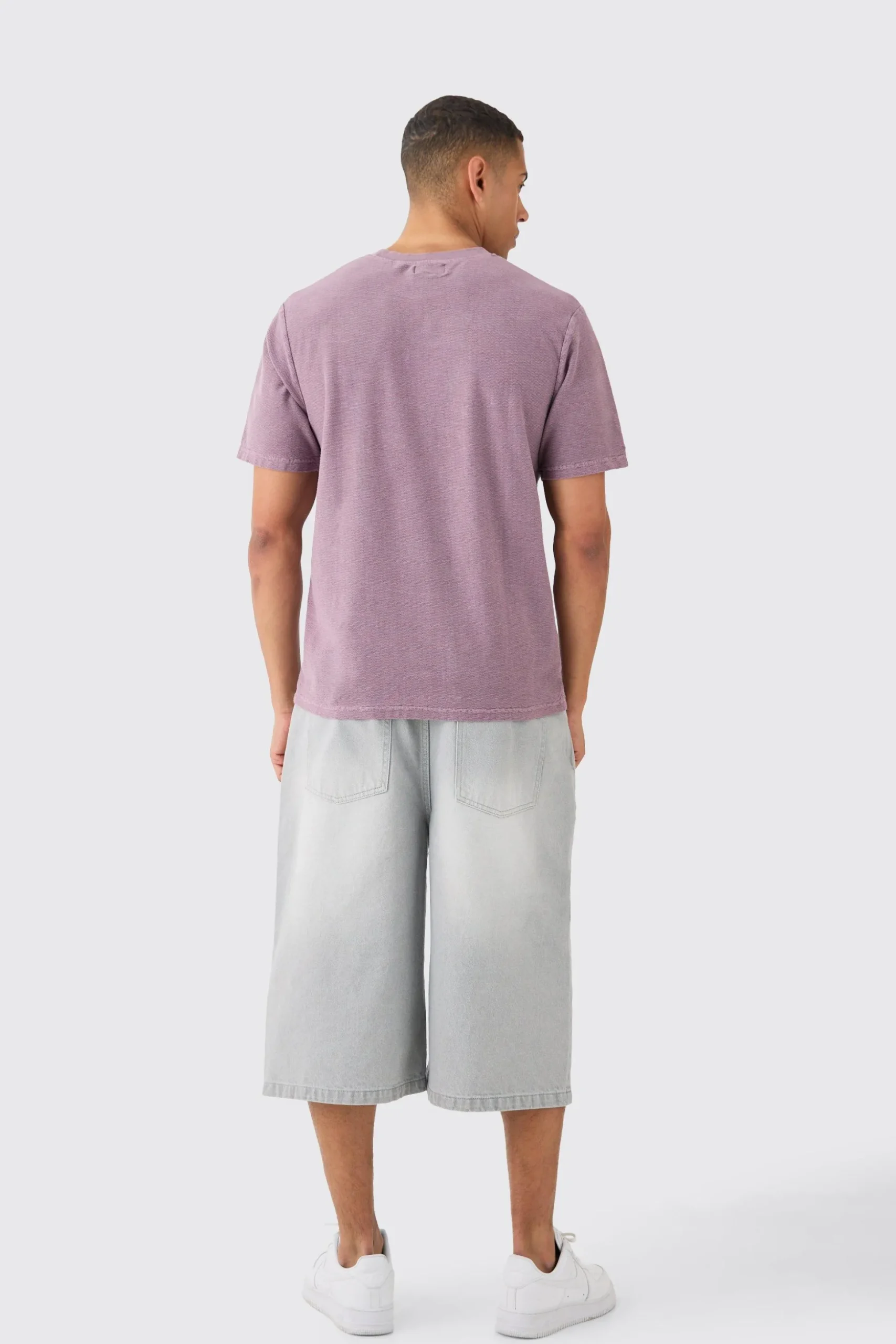Textured Washed T-shirt | BoohooMAN UK