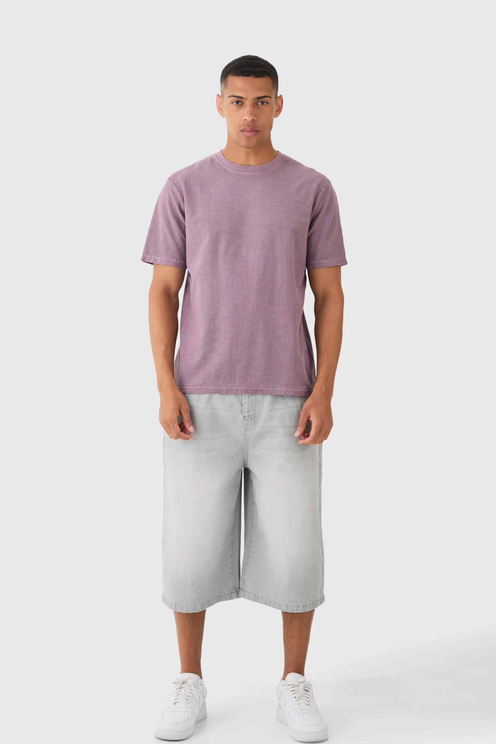 Textured Washed T-shirt | BoohooMAN UK