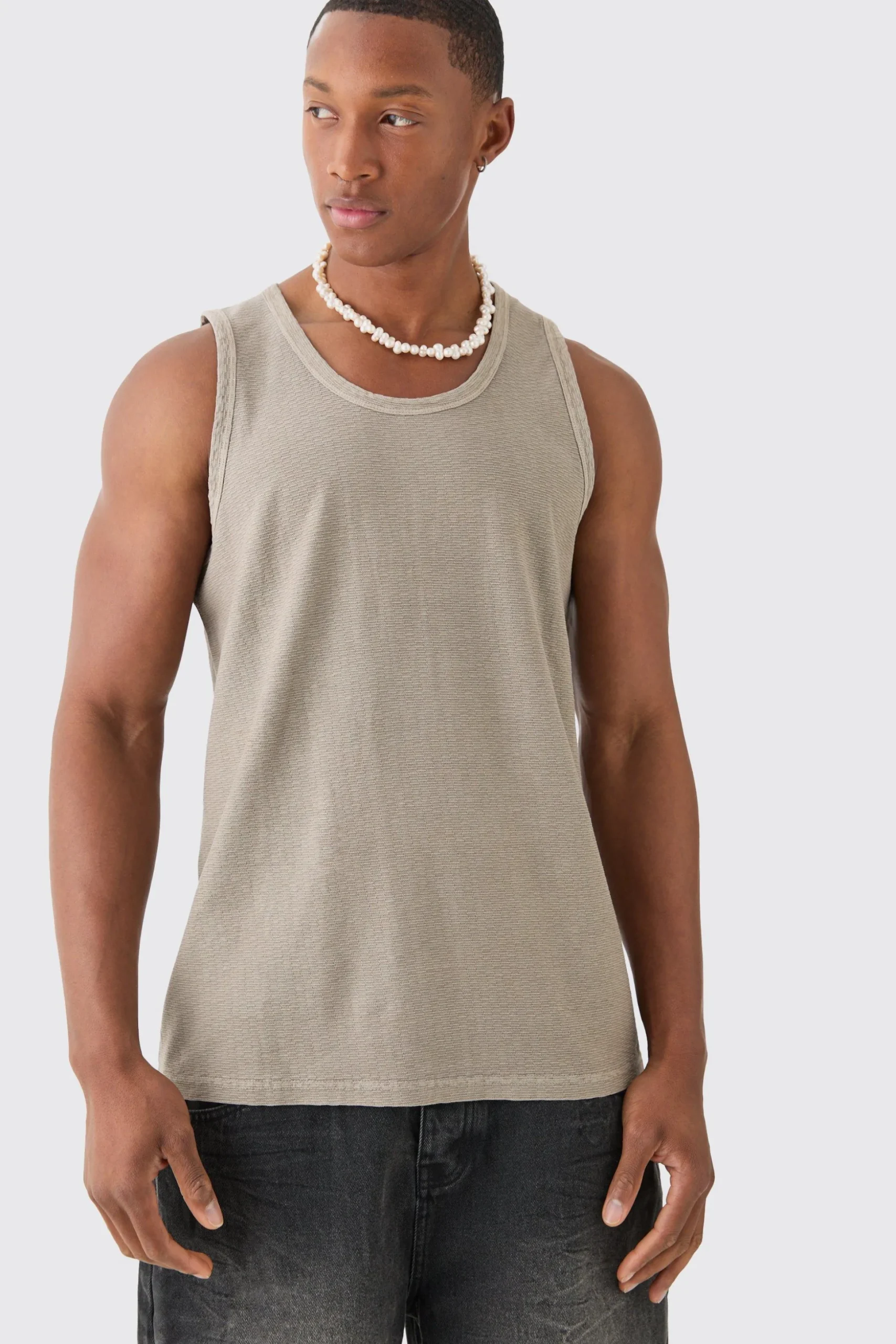 Textured Washed Vest | BoohooMAN UK