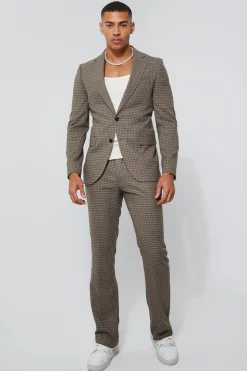Toosii Skinny Single Breasted Dogstooth Suit Jacket | BoohooMAN UK