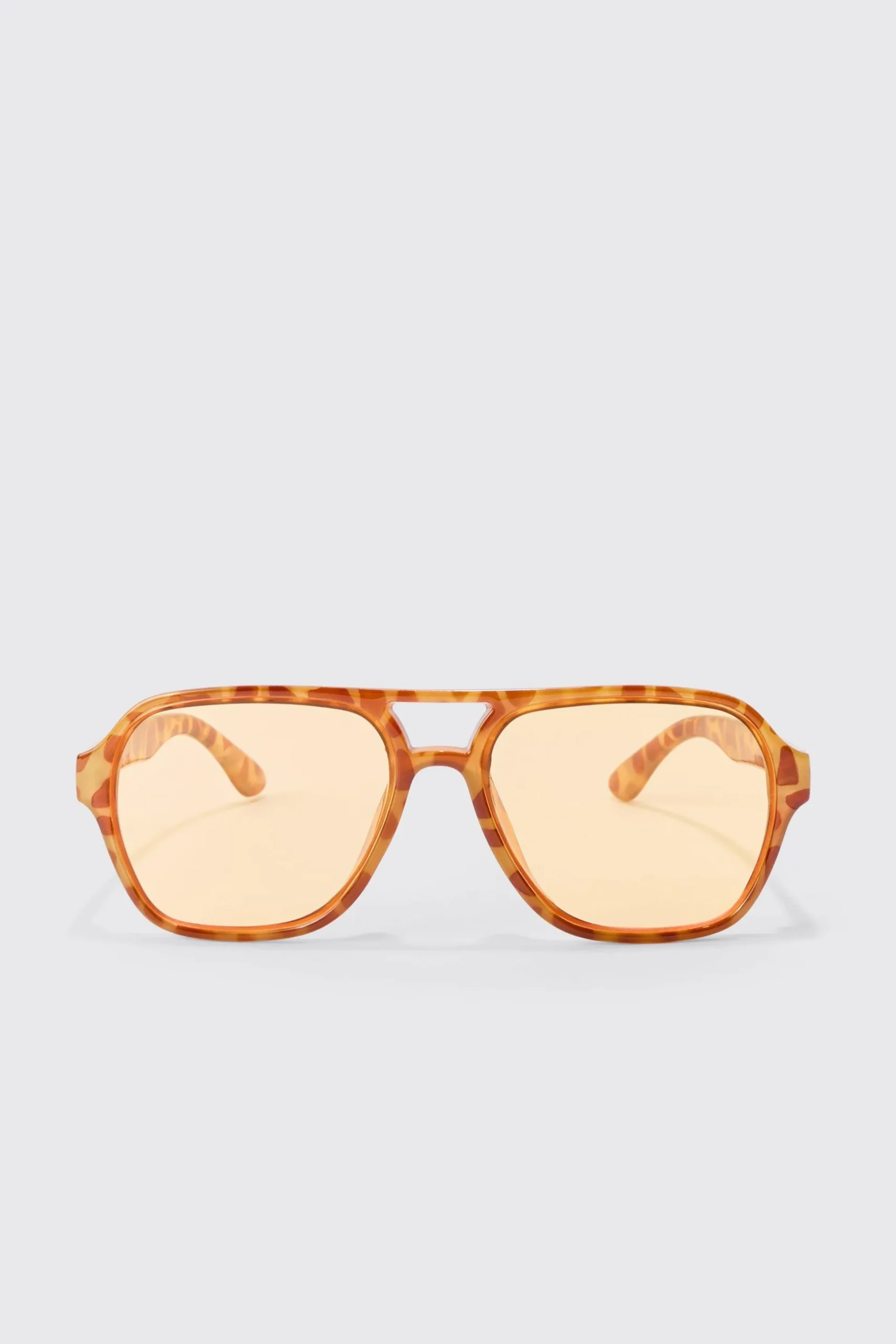 Tortoise Aviator Sunglasses In Brown | BoohooMAN UK