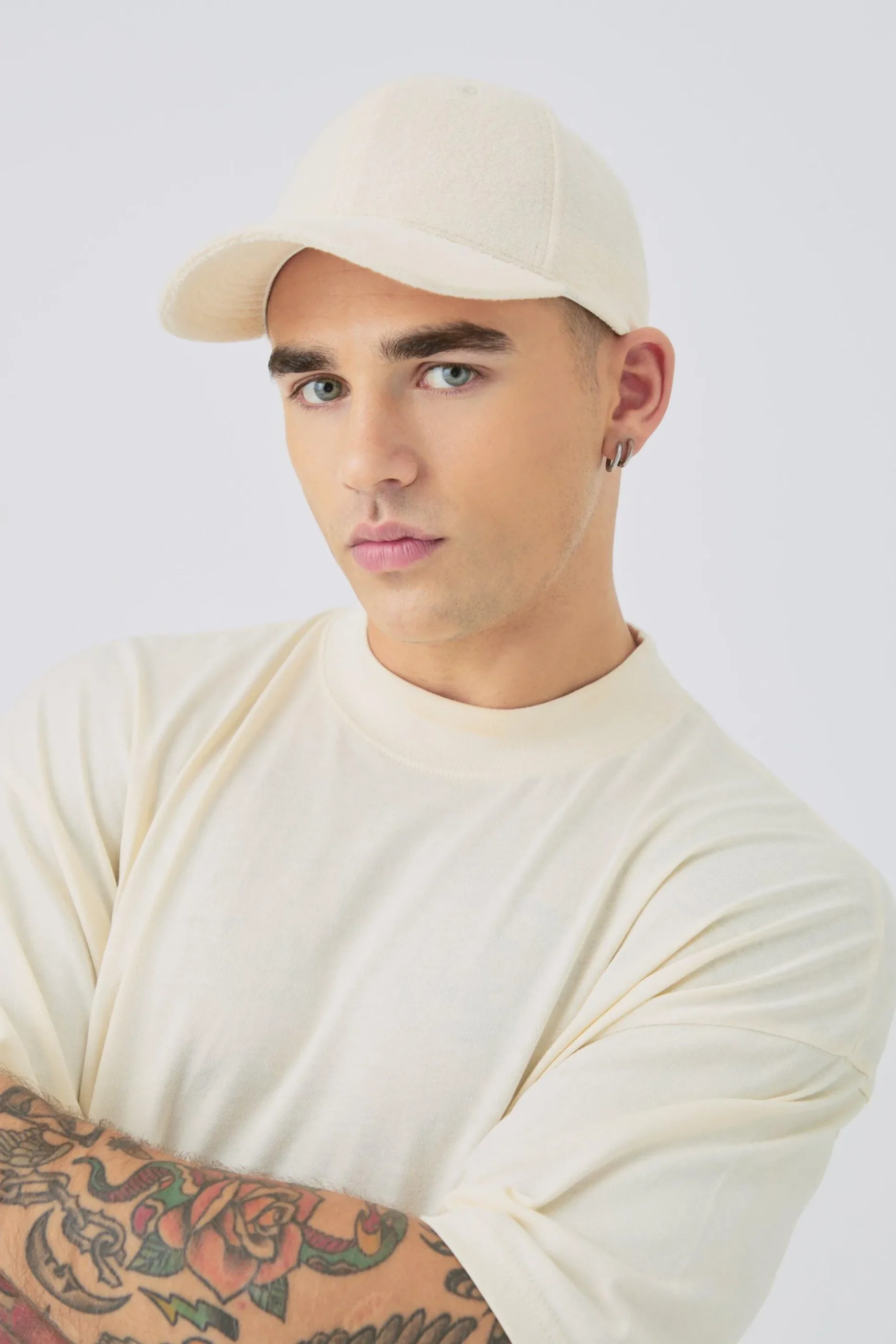 Towelling Cap In Ecru | BoohooMAN UK