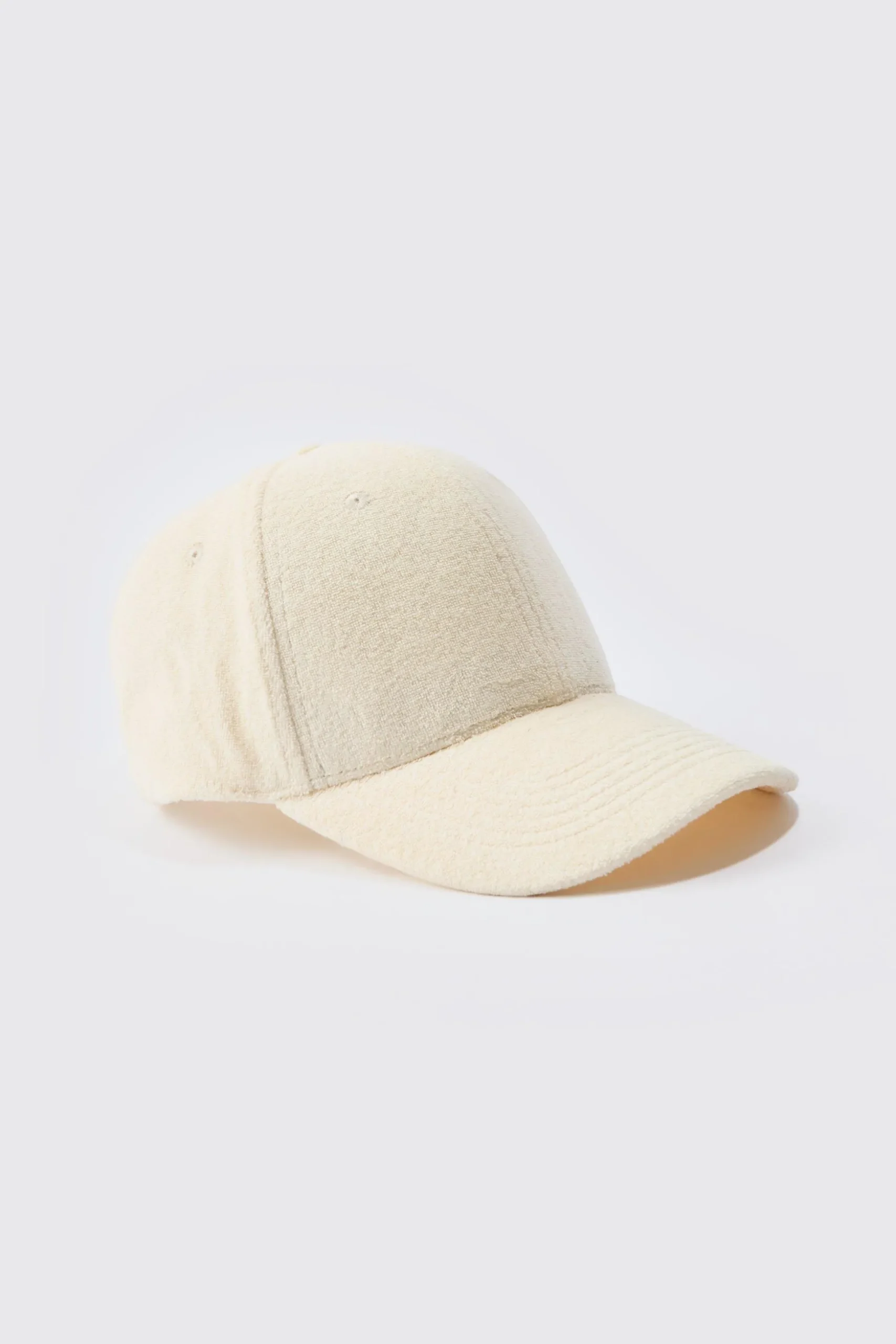 Towelling Cap In Ecru | BoohooMAN UK