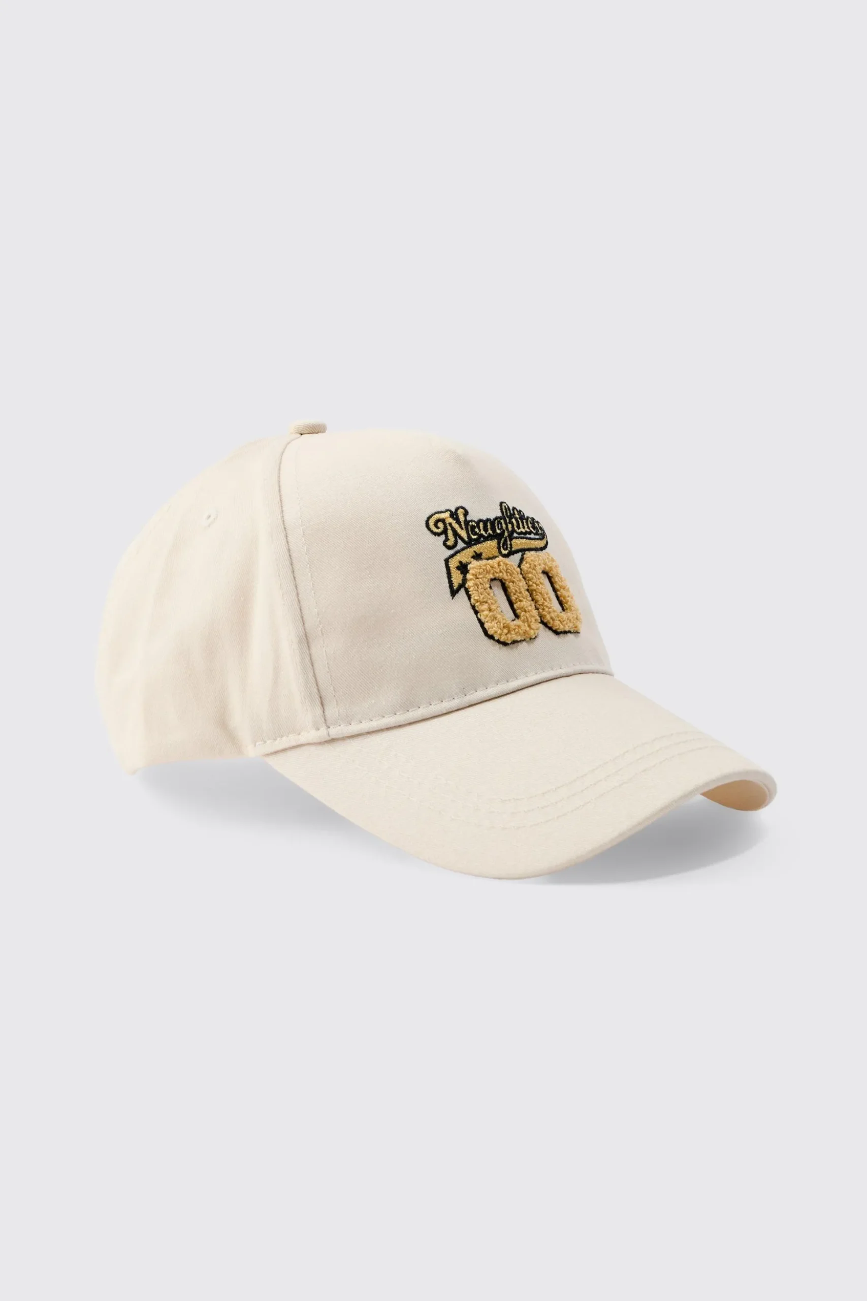 Towelling Graphic Cap In Beige | BoohooMAN UK