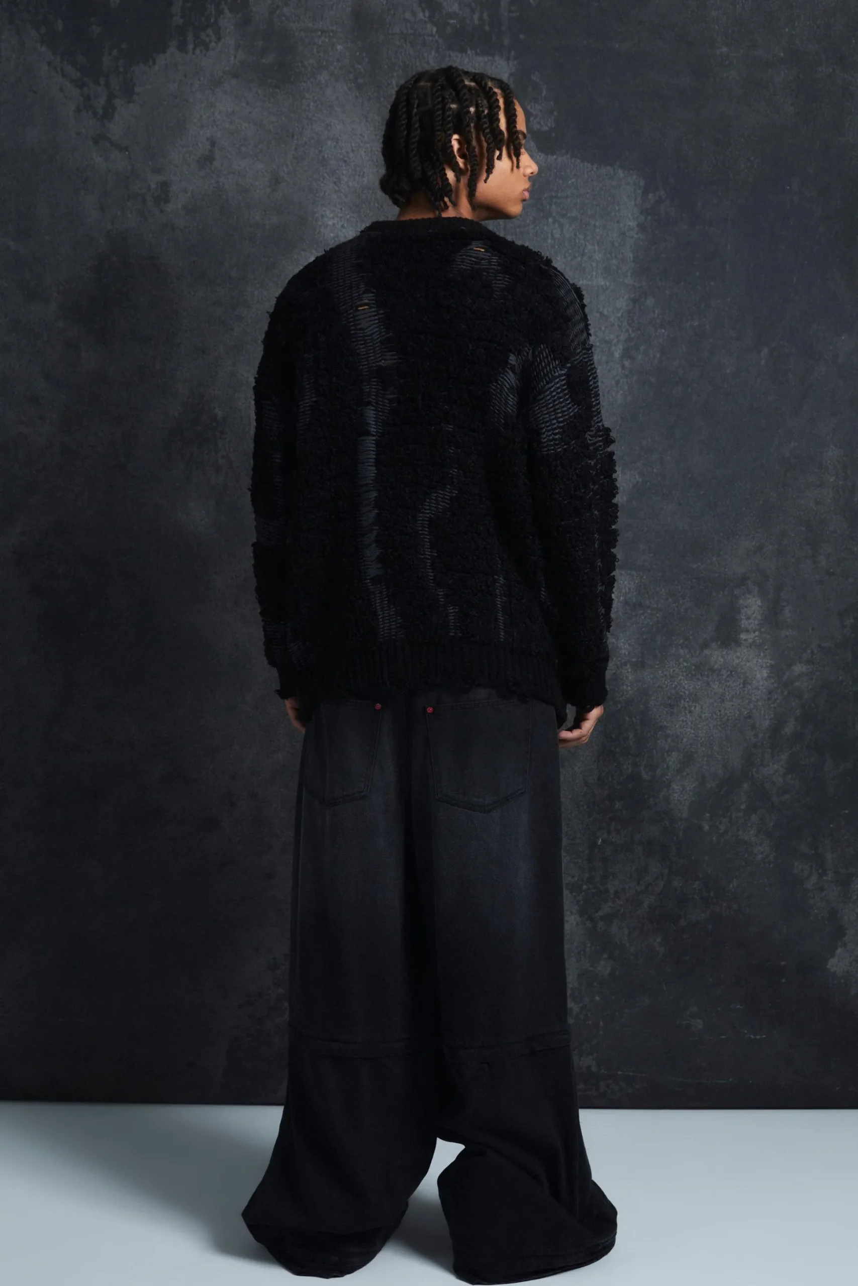 Trippie Redd Drop Stitch Textured Boxy Oversized Jumper | BoohooMAN UK