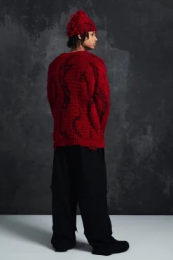 Trippie Redd Drop Stitch Textured Boxy Oversized Jumper | BoohooMAN UK