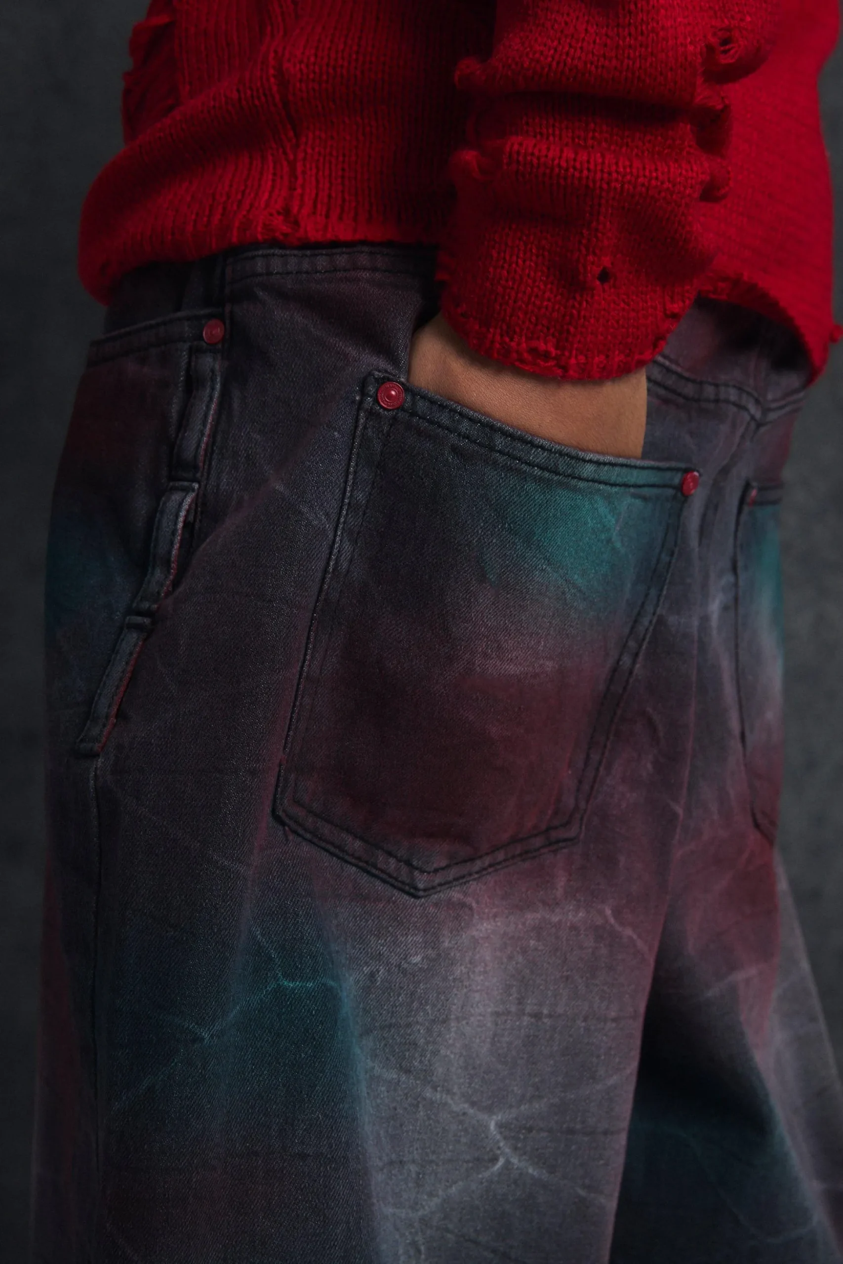 Trippie Redd Long Line Extreme Washed Denim Jorts | BoohooMAN UK