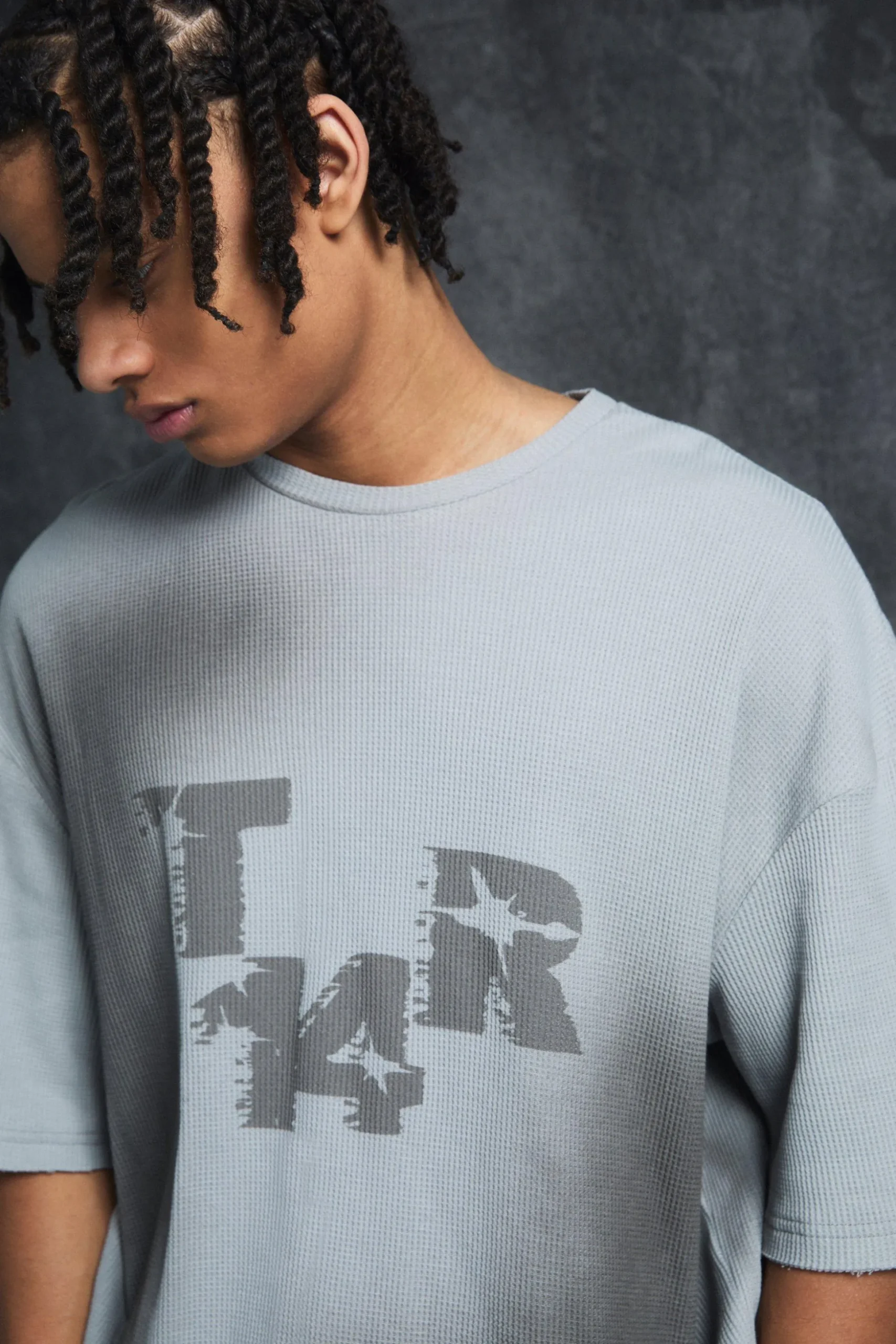 Trippie Redd Oversized Boxy Washed Waffle 14 Print T-shirt | BoohooMAN UK