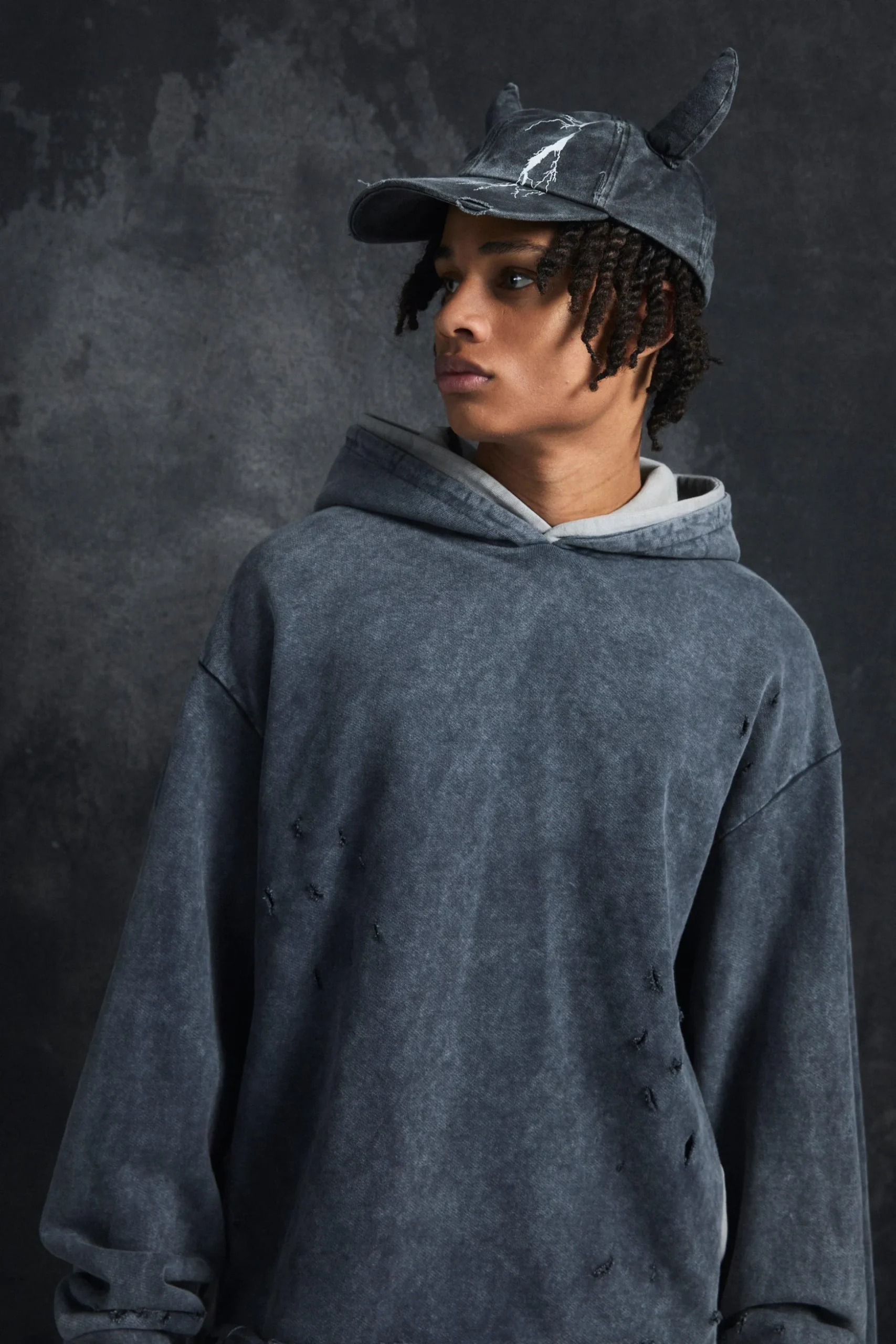 Trippie Redd Oversized Boxy Heavy Washed & Distressed Hoodie | BoohooMAN UK