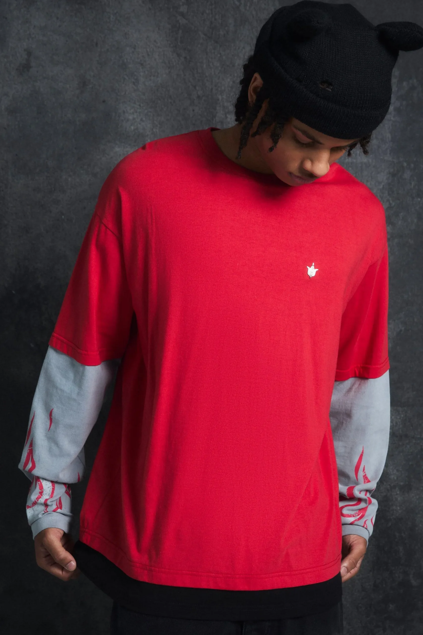 Trippie Redd Oversized Boxy Heavy Washed Faux Layer Flame Print T-shirt | BoohooMAN UK