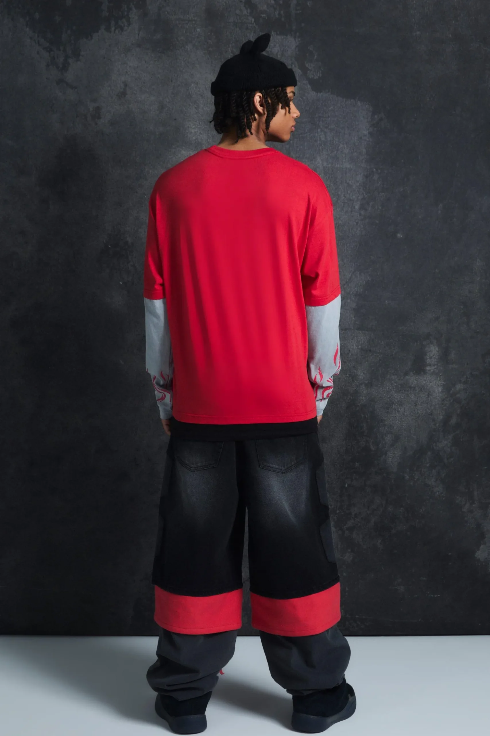 Trippie Redd Oversized Boxy Heavy Washed Faux Layer Flame Print T-shirt | BoohooMAN UK