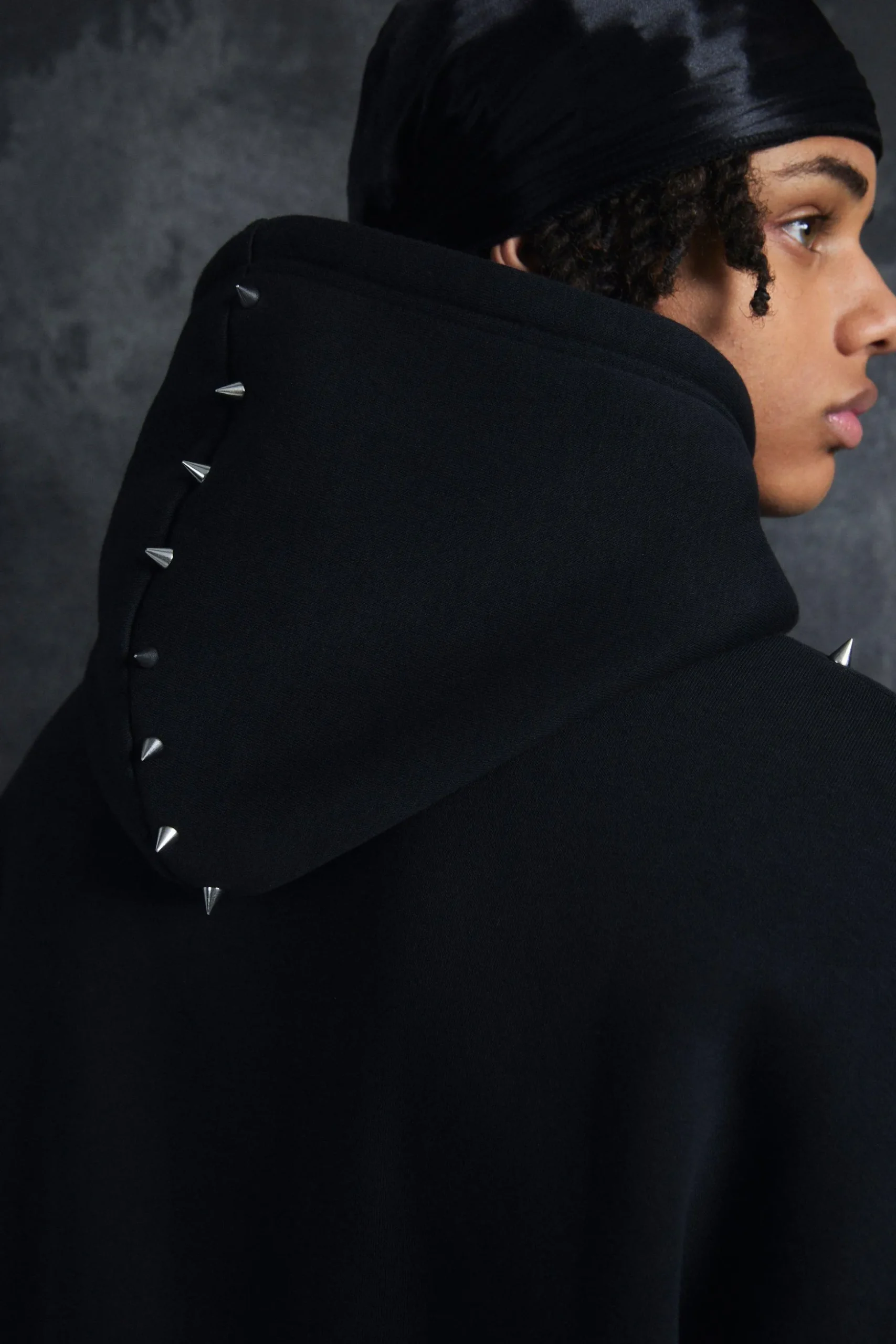 Trippie Redd Oversized Dropped Shoulder Metal Spike Hoodie | BoohooMAN UK