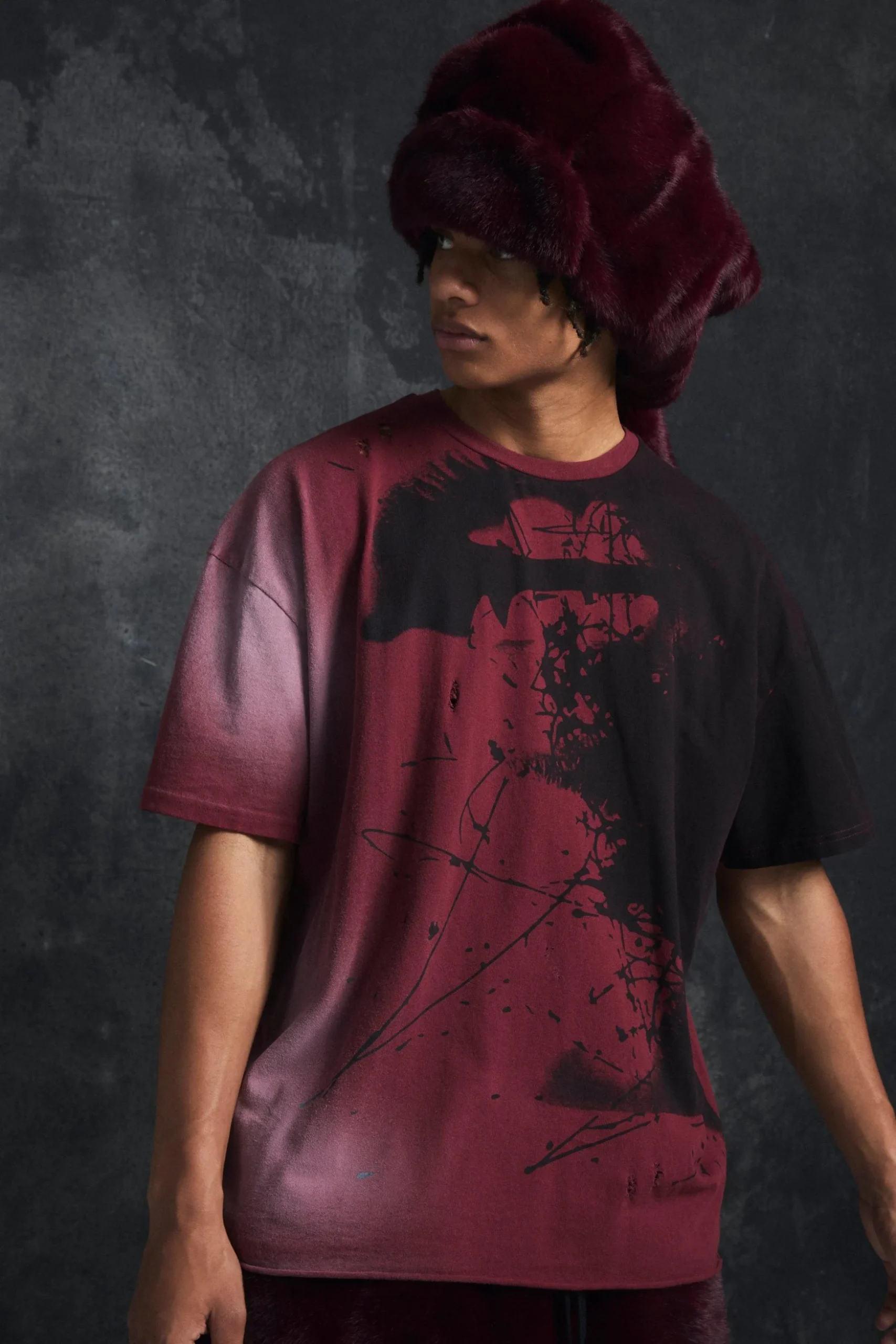Trippie Redd Oversized Heavy Washed Lips Print T-shirt | BoohooMAN UK