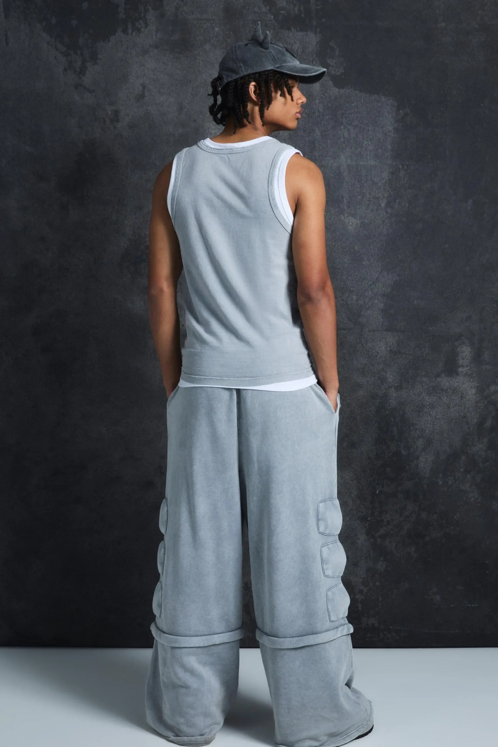 Trippie Redd Relaxed Washed Padded Jogger | BoohooMAN UK