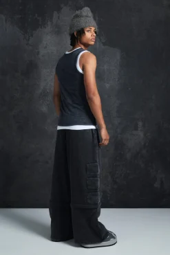 Trippie Redd Relaxed Washed Padded Jogger | BoohooMAN UK