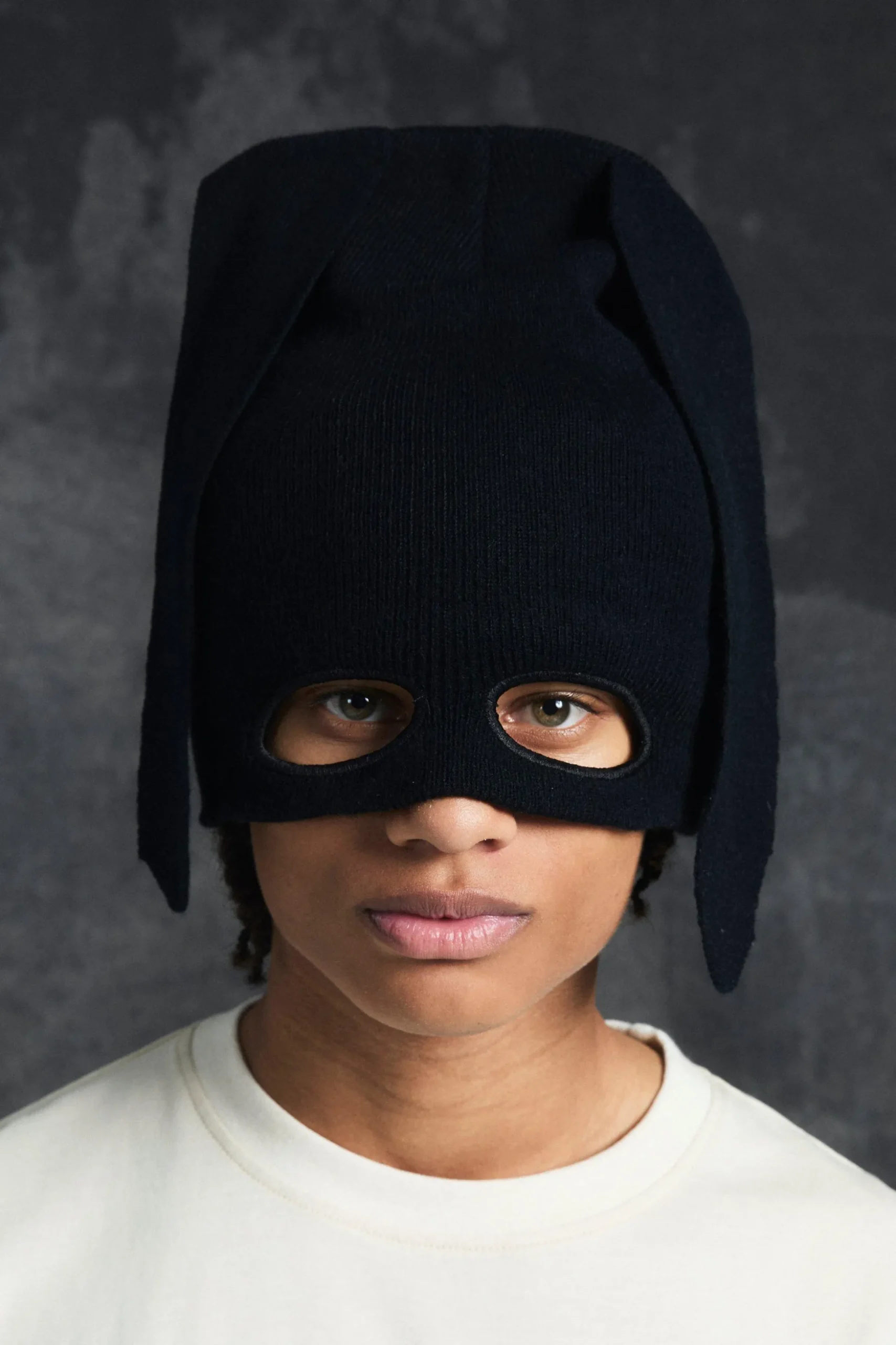 Trippie Redd Ribbed Bunny Ears Beanie In Black | BoohooMAN UK