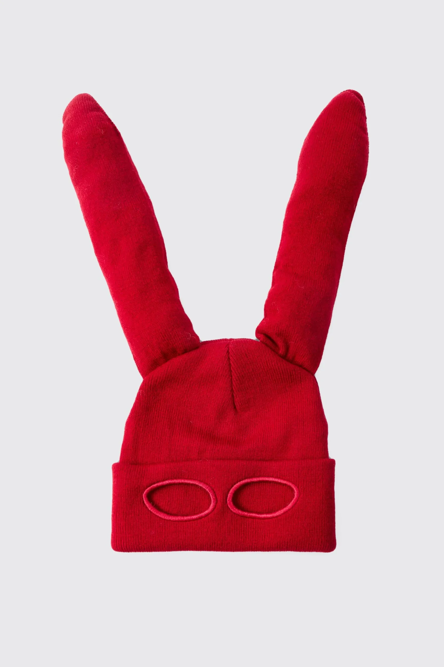 Trippie Redd Ribbed Bunny Ears Beanie In Red | BoohooMAN UK