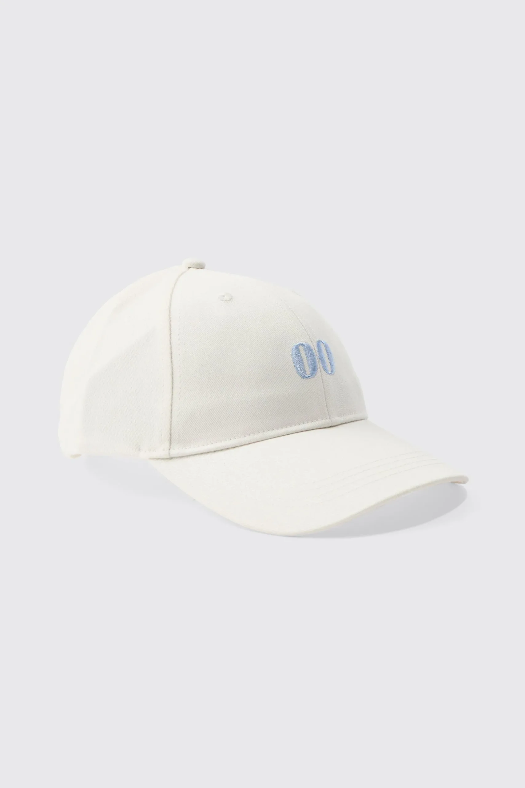 Twill Embroidered Cap In White | BoohooMAN UK