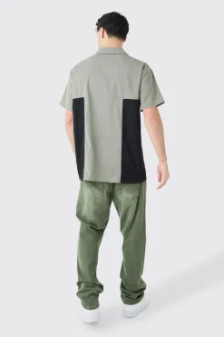 Twill Short Sleeve Gusset Detail Set | BoohooMAN UK